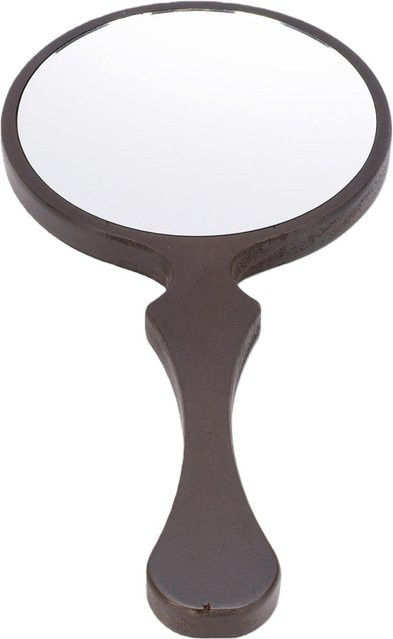 KaiSai Handspiegel aus Holz mit Fischschwanzgriff im Vintage-Design, Walnussbraun und Grau - Bild 1