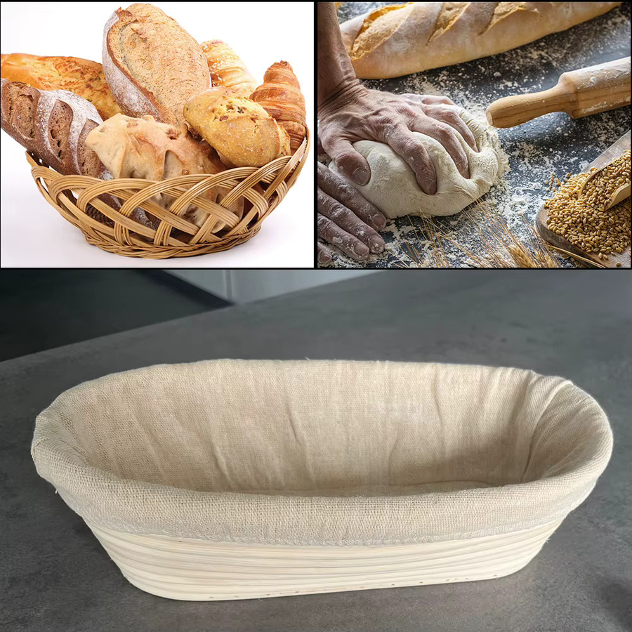 Ovaler Brotschutzkorb aus Rattan in Beige von VKTECH als Banneton Brotform und Backzubehör - Bild 3