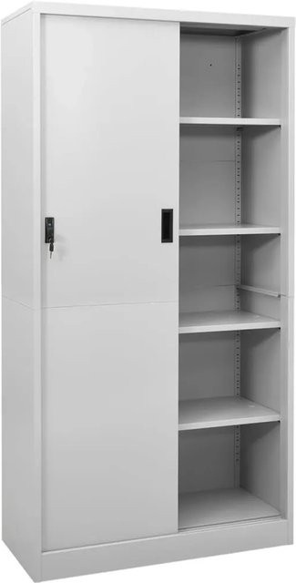 vidaXL Büroschrank aus Stahl mit Schiebetüren in Hellgrau, B/T/H: 90 x 40 x 180 cm - Bild 1