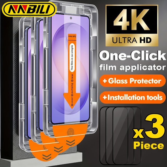 NNBILI 3er Pack Displayschutzfolie aus gehärtetem Glas für Samsung Galaxy A07 A17 A16 A15 A14 A12 A26 A25 A24 A37 A36 A35 A34 A32 5G A57 A56 in Transparent - Bild 1