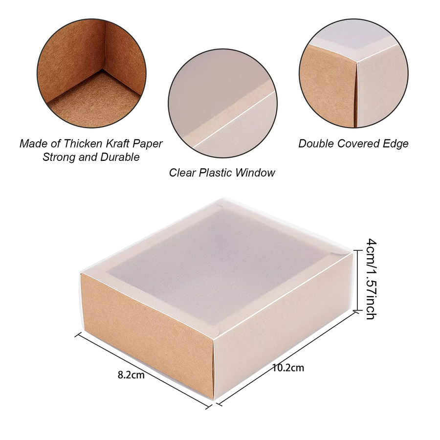 20 Stück Kraftpapier-Schubladen-Geschenkboxen mit PVC-Fenster in Braun und Weiß für Seife, Süßigkeiten und Partygeschenke - Bild 2