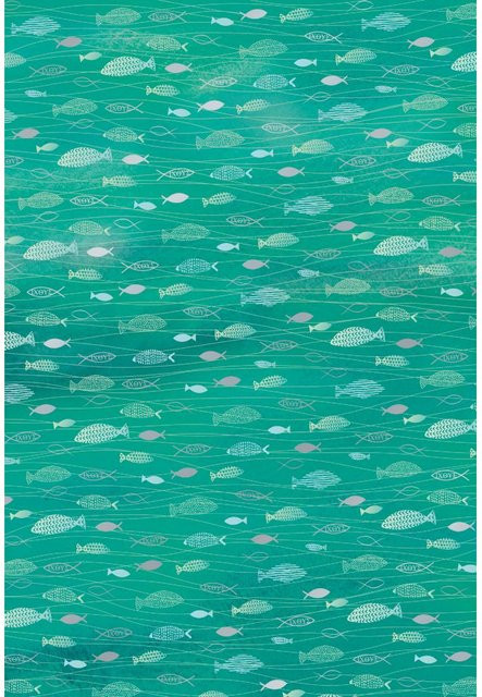 Heyda Designkarton Hotfoil Fische in Aquagreen und Grün, Format A4 - Bild 1