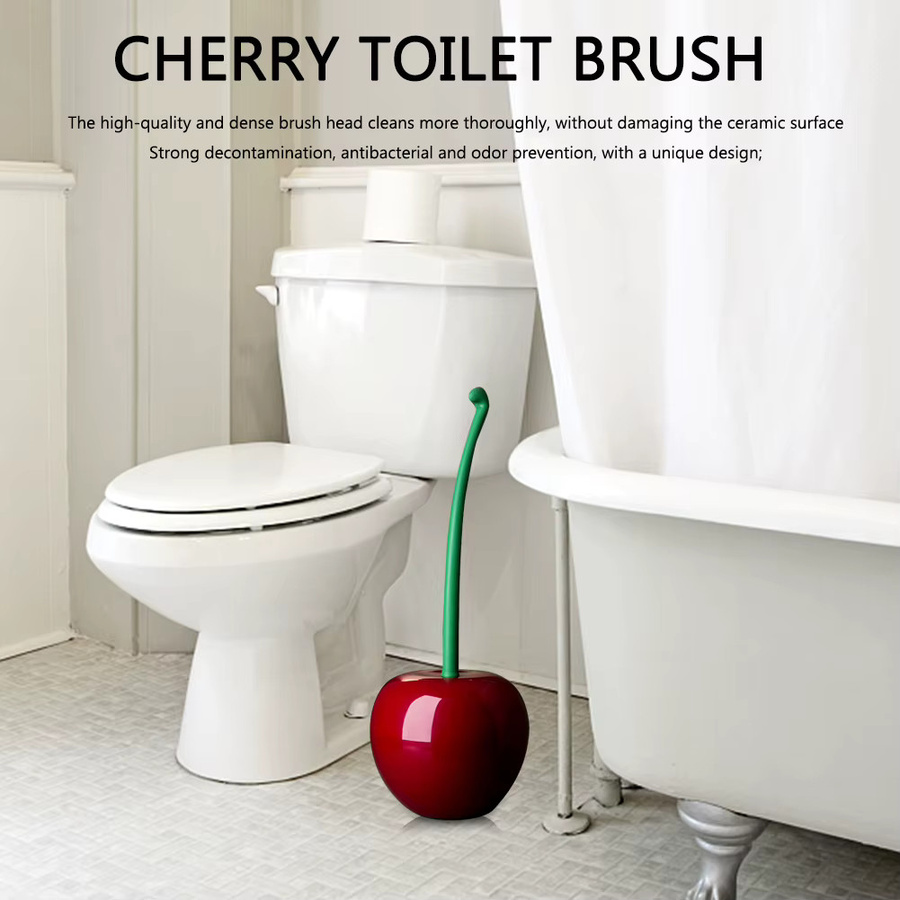 APWIKOGER Toilettenreinigungsbürste mit langem Griff und Halter in Rot und Braun aus Kunststoff - Bild 2