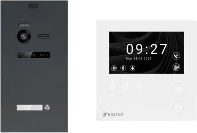 Balter Evo-HD-Mini Video Türsprechanlage Komplettsystem für 1-Familienhäuser mit 4,3 Zoll Monitor in Anthrazitgrau - Bild 1