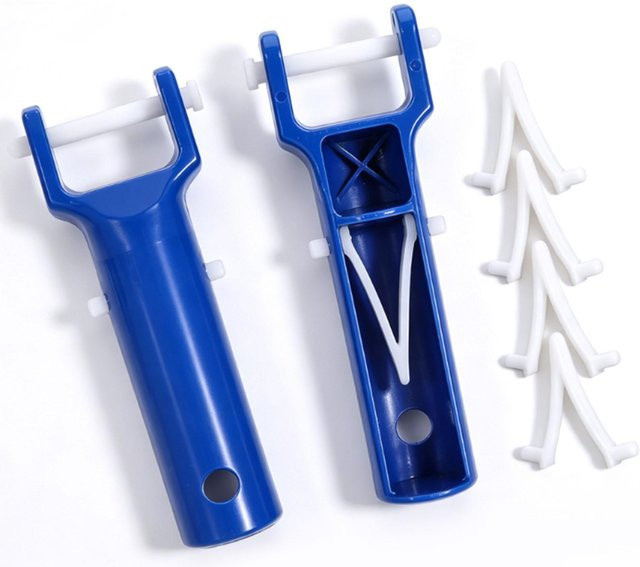 Fishine Ersatzgriffe für Pool-Saugbürsten mit V-Klemmen und Stiften, 2 Stück, Blau, PVC - Bild 1