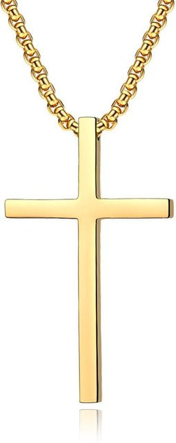YIRAN Jewelry Halskette Edelstahl, Kreuz, Gold, Unisex - Bild 1