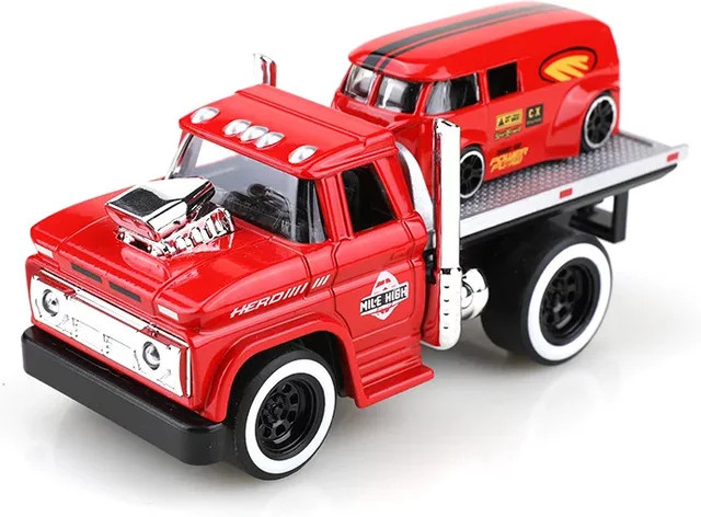 Retro American Muskeltransport Anhänger, Automodell, Metall, Rennwagen - Bild 1