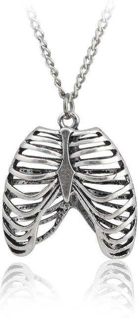 Halskette Anatomisches Skelett Herz, Silber, Unisex - Bild 1
