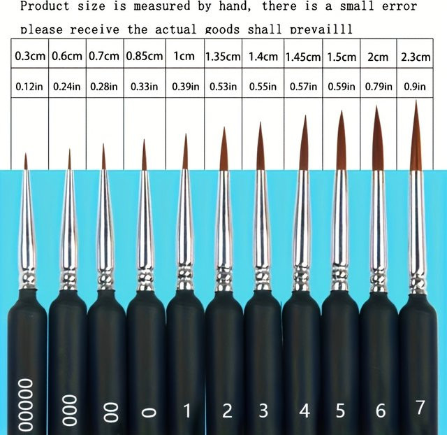11/22-teiliges professionelles Feinlinien-Malpinsel-Set in Schwarz für Aquarell-, Ölmalerei und Töpferei - Bild 1