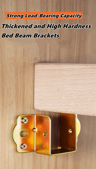 NIUXIANG U-förmige Bettbalkenstütze aus Metall mit Holz-Elementen und verdickten Betteckenscharnieren als Möbelbeschlag - Bild 1