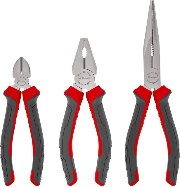Einhell 3-teiliges Zangen-Set aus Chrome-Vanadium in Schwarz-Rot mit 160 mm und 200 mm - Bild 1