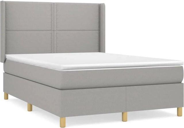 vidaXL Boxspringbett mit Matratze Hybrid-Design in Hellgrau, B/T: 140 x 200 cm - Bild 1