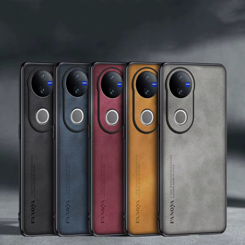 EUCAGR Schaffell PU Leder Silikon Schutzhülle für VIVO V50 Lite 4G 5G in Schwarz - Bild 2