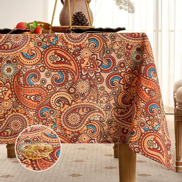 JMG Household Supplies Tischdecke im Boho-Stil mit Blumenmuster, wasserabweisend und verschleißfest, Mehrfarbig, B: 140 cm, B: 180 cm - Bild 1