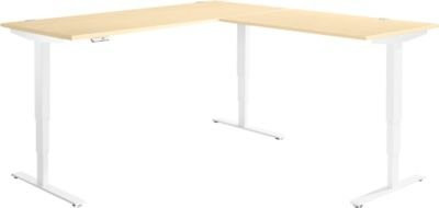 Elektrisch höhenverstellbarer Winkelschreibtisch AERO FLEX in Ahorn und Weiß mit Memorypanel, B/T: 200 x 200 cm - Bild 1