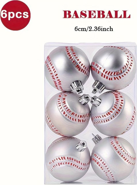6er Set Weihnachtskugeln mit Sportmotiven von Mango Event in Multicolour und Weiß - Bild 1