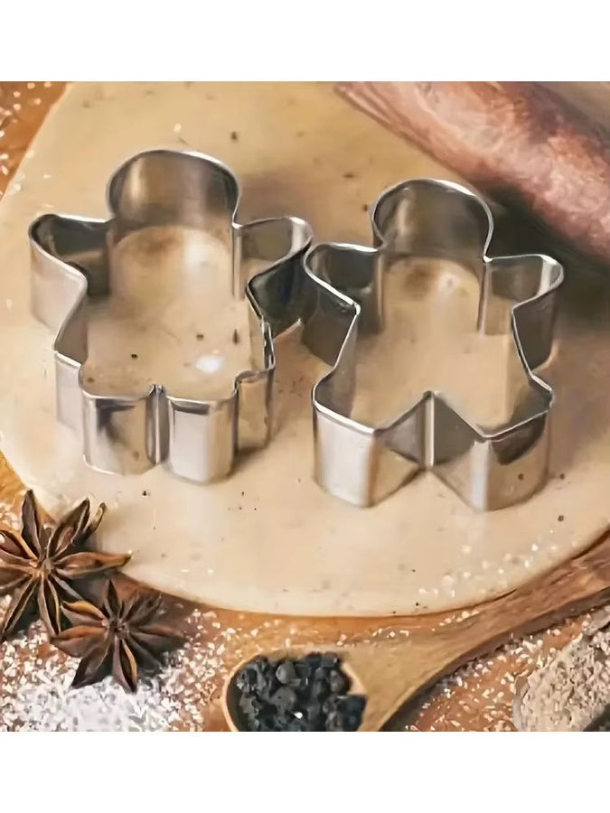 XMSJ 6-teiliges Weihnachts-Schneemann-Ausstecher-Set aus Edelstahl in Silber für Lebkuchen und Kekse - Bild 4