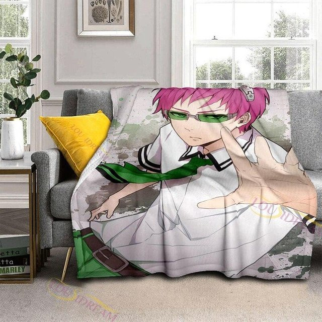 MacgicZhou Kusuo Saiki Anime Plüschdecke aus Flanell, B/B: 100 x 150 cm, Mehrfarbig - Bild 1