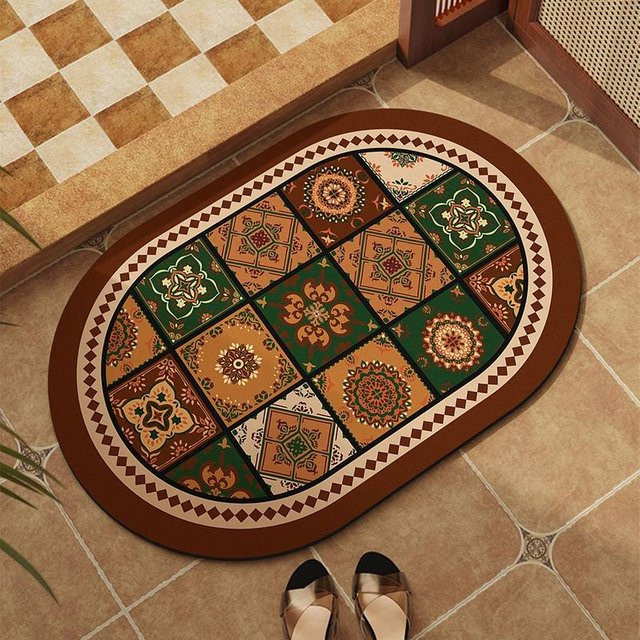 Yiran Furniture Badezimmerbodenmatte im amerikanischen Retro-Stil, Saugfähig und Rutschfest, Mehrfarbig, B/T: 60 x 40 cm - Bild 1