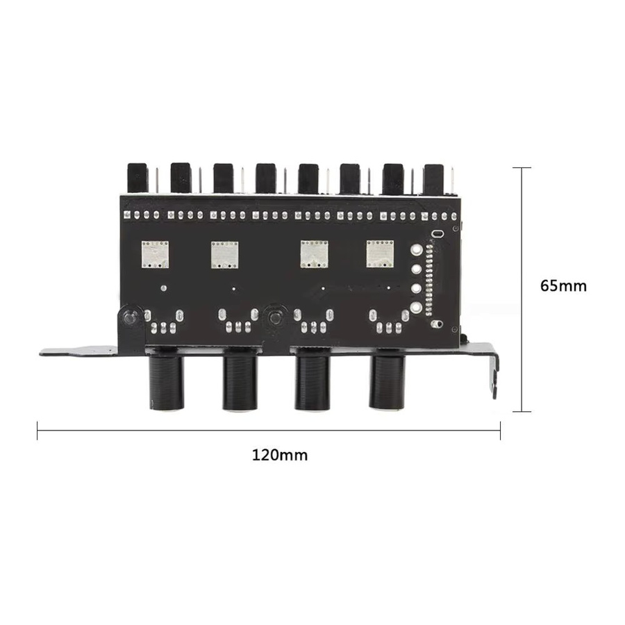 8-Kanal Lüfter-HUB mit 4-Pin SATA-Stromversorgung und Geschwindigkeitsregler für 3-Pin und 4-Pin Lüfter, Schwarz - Bild 3