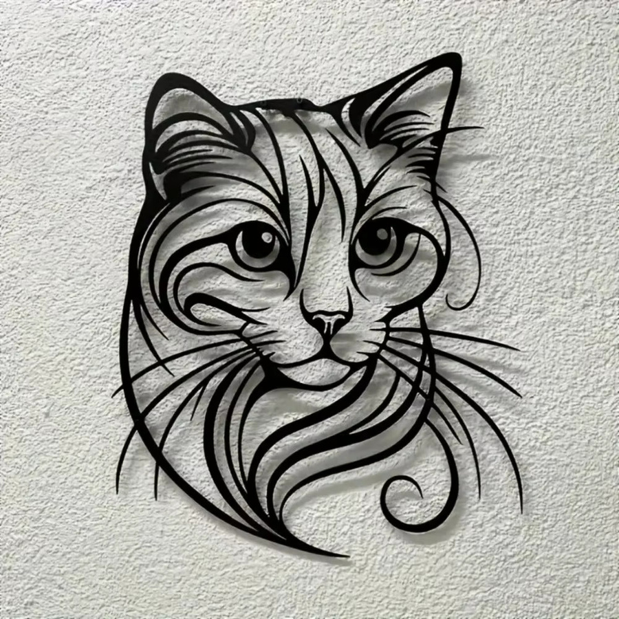 CIFBUY 3D Katzen-Metallwandkunst aus Aluminium in Schwarz als Wanddekoration für Katzenliebhaber - Bild 2