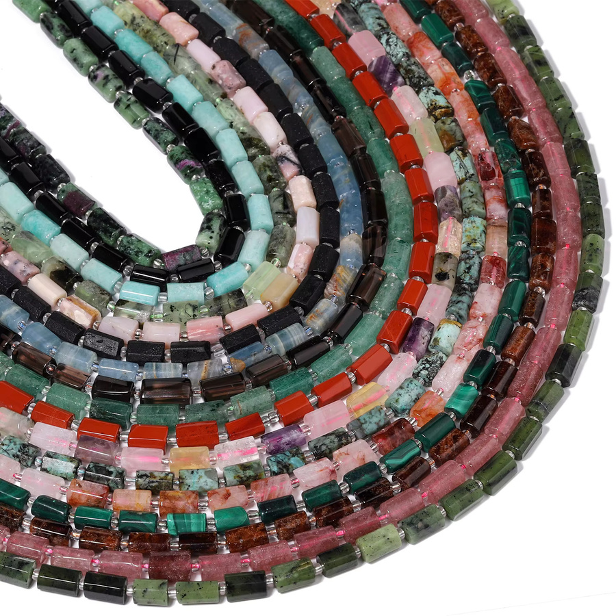 Steinperlen, rosa Opal, Turmalin, Obsidian, Erdbeerquarz, 8–11 mm, Bunt, Unisex - Bild 6