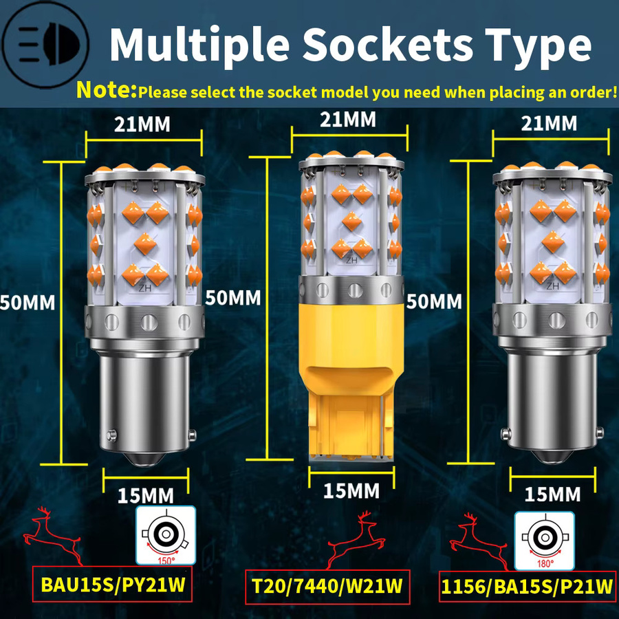 Neallor LED Blinker Lampe Set in Orange Bernstein Gelb, 2 Stück, DC 12V, passend für PY21W BAU15S 7507 1156 BA15S P21W T20 7440 WY21W W21W 7440NA - Bild 2