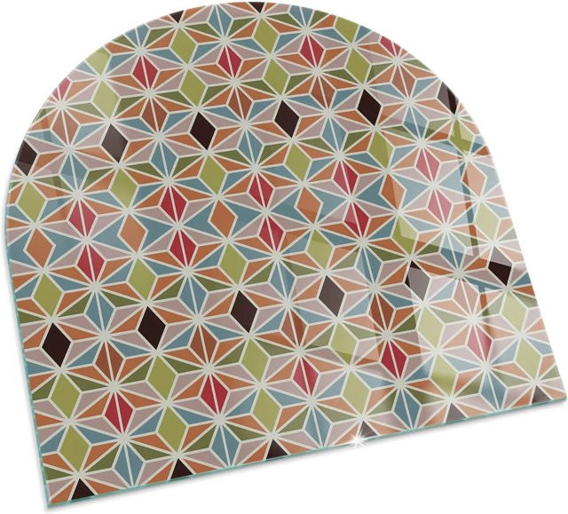 Tulup Glasplatte für Kamin mit polygonalem Muster in Braun, B/T: 100 x 100 cm - Bild 1