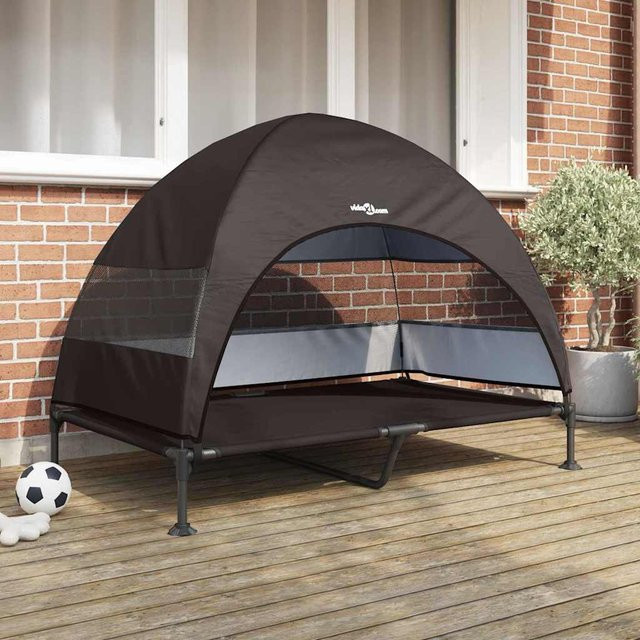 vidaXL Hochgelegtes Hundebett Braun aus Stoff und Metall B/T/H: 127 x 81 x 108 cm - Bild 3