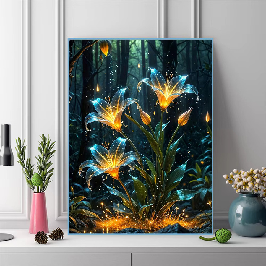 Evershine 5D DIY Diamant Stickerei Kit Lilie Mosaik Blume Bild in Multicolour mit runden Steinen zur Wanddekoration B: 30,0 cm, H: 20,0 cm - Bild 3