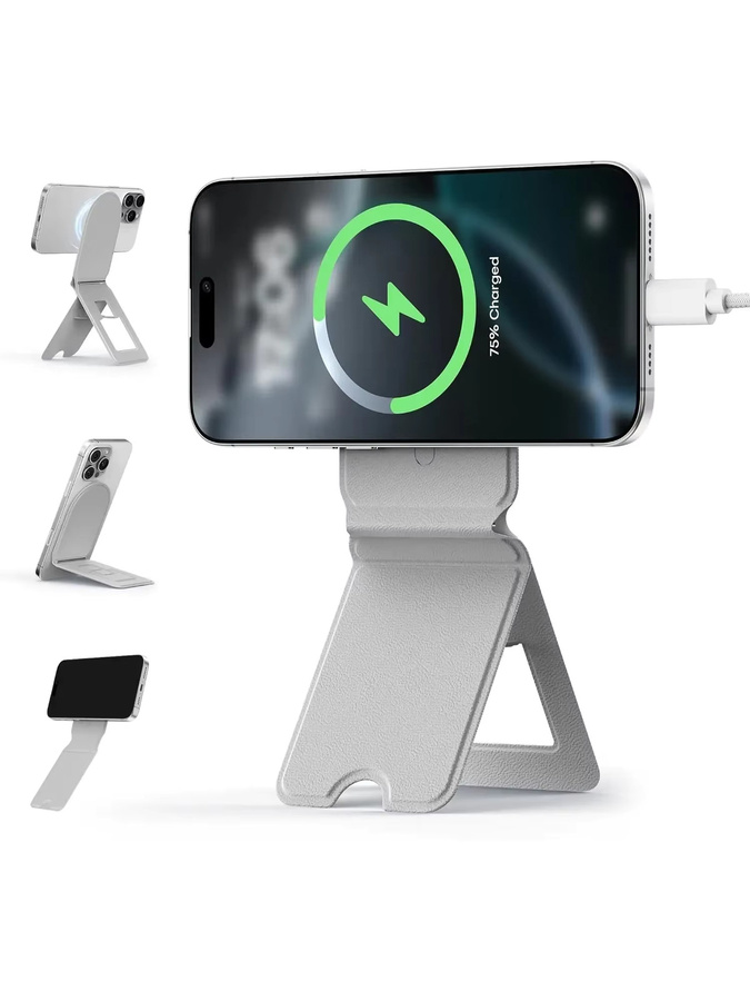 VIKEFON Magnetischer Telefonständer aus veganem Leder in Schwarz für MagSafe Smartphones - Bild 7