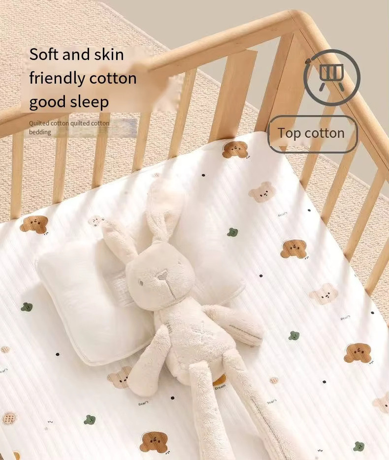 Insular Patchwork Baby Bettlaken aus reiner Baumwolle für Neugeborene und Kinder, B/T: 120 x 60 cm, Design Lion - Bild 1
