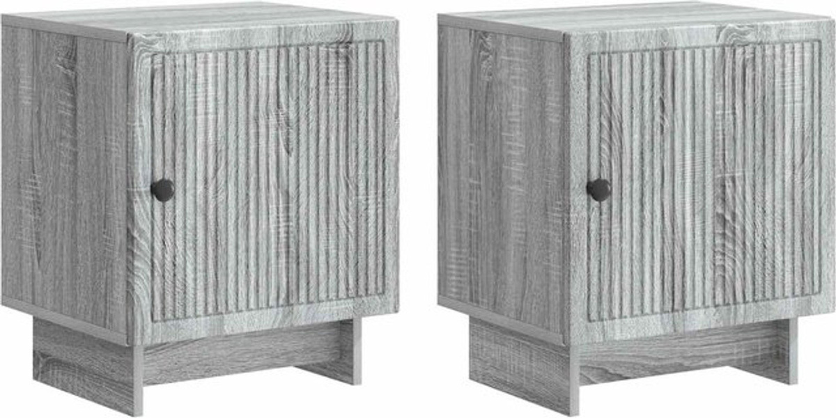 Set aus 2 Nachttischen von vidaXL in Grau im Modernen Retro-Stil aus Holzwerkstoff, B/T/H: 43 x 34,5 x 50 cm - Bild 1