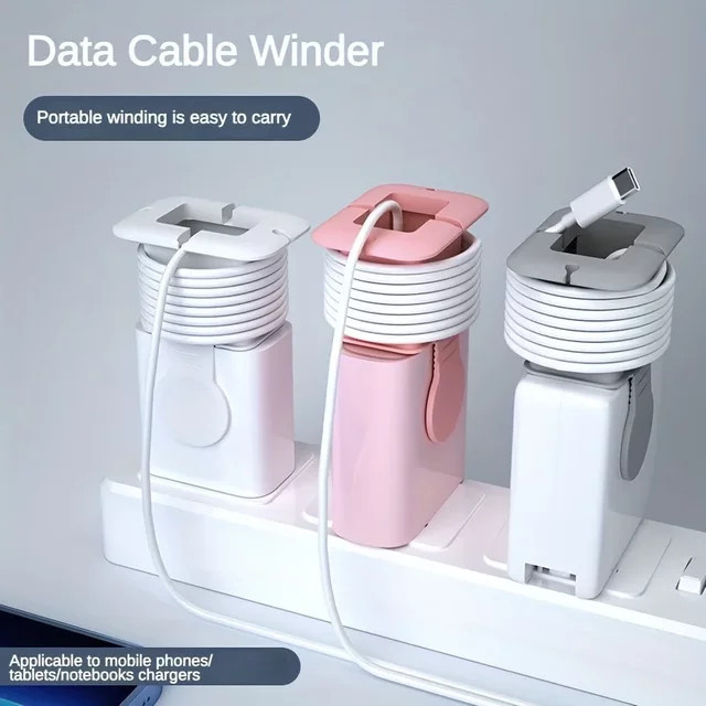 Multifunktionale Ladekabel-Schutzhülle in Weiß als tragbarer Datenkabel-Aufwickler und kompakter Reise-Elektronik-Kabelorganizer - Bild 1