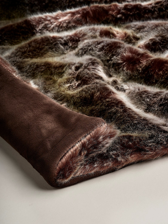 STAR HOME Webpelzdecke als kuschelige Felldecke im Luchs-Design, Farbe: Braun meliert, B/T: 140 x 190 cm - Bild 1