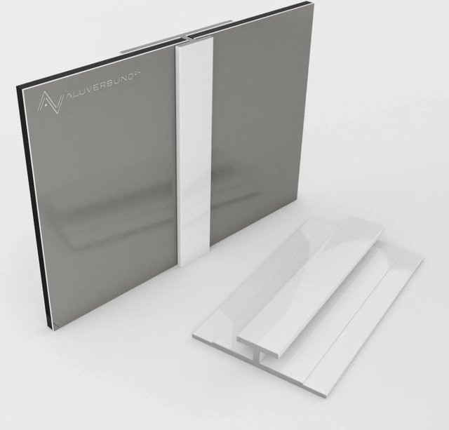 Aluverbund24 Verbindungsprofil für Alu Verbundplatten aus Aluminium in Weiß RAL9016, Länge: 200 cm - Bild 1