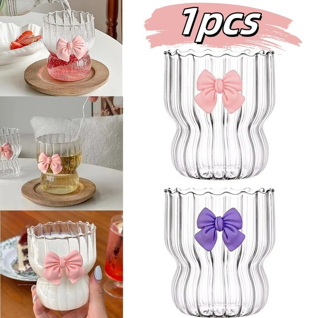 YOCITY Glas Tumbler mit Streifen-Design in Transparent und Purple - Bild 1