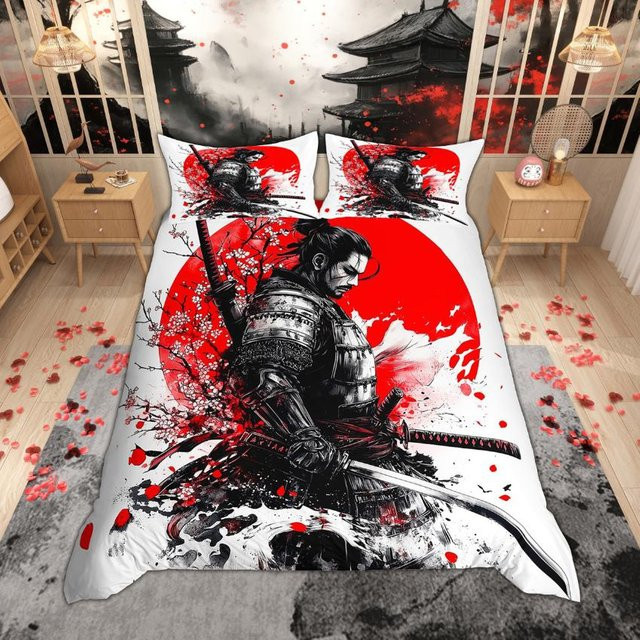 Homewish Bettwäsche-Set im japanischen Ukiyoe-Stil mit traditionellem Meereswellen-Design, Multicolor, B/H: 135 x 200 cm, 3-teilig - Bild 1