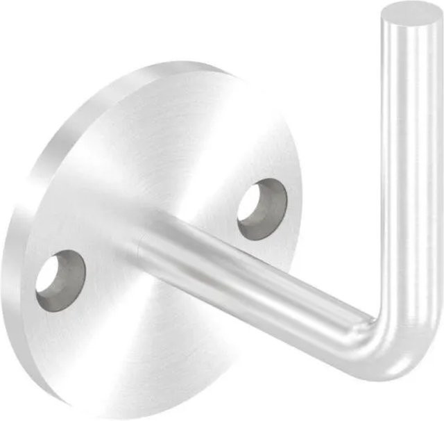 FeNau Handlaufhalter aus Edelstahl in Silber matt zum Anschweißen, Bügel Ø 12 mm, Wandabstand 80 mm, Ronde Ø 70 x 6 mm - Bild 1