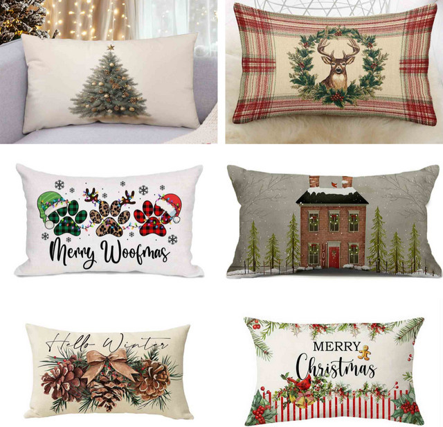 Doppelseitig bedruckter Kissenbezug mit Weihnachtsmotiv in Mehrfarbig, Rechteckig, Breite: 40 cm - Bild 1