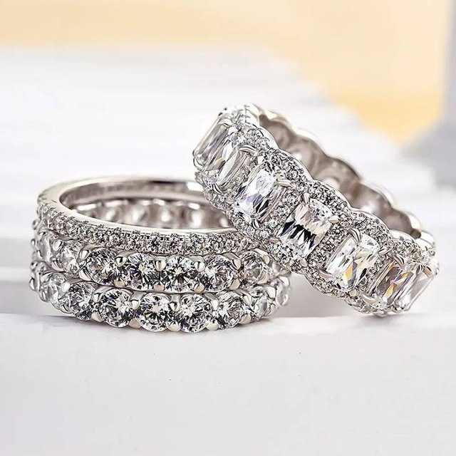 Huitan Ring, 4er-Set, Silber, Zirkonia, Damen - Bild 1