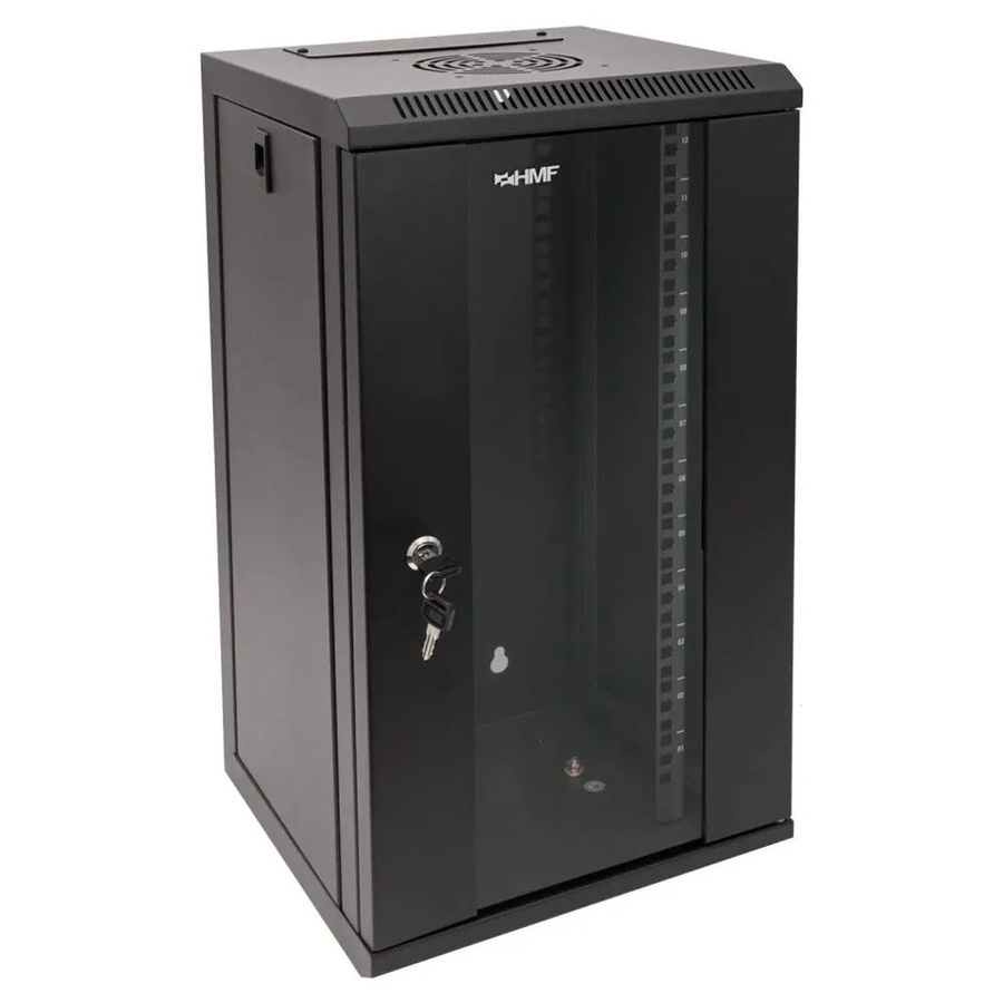 HMF Serverschrank Netzwerkschrank 12HE Wandgehäuse 10 Zoll Schwarz - Bild 2