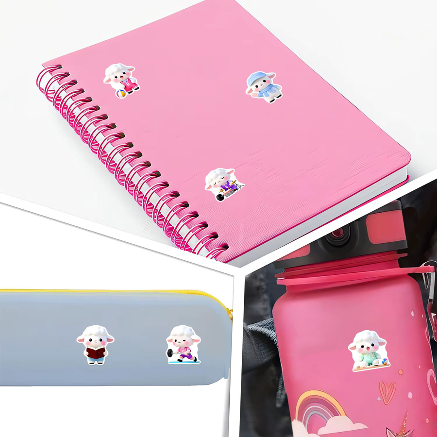 500 Stück Kawaii Lämmer Aufkleber in Multicolor für Heimdekoration und Geschenkverpackungen - Bild 2