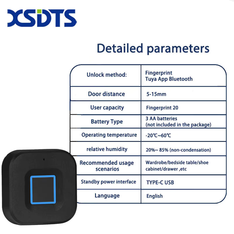 XSDTS Biometrisches Tuya-App-Fingerabdruckschloss in Schwarz für Schränke und Schubladen zur Diebstahlsicherung - Bild 5