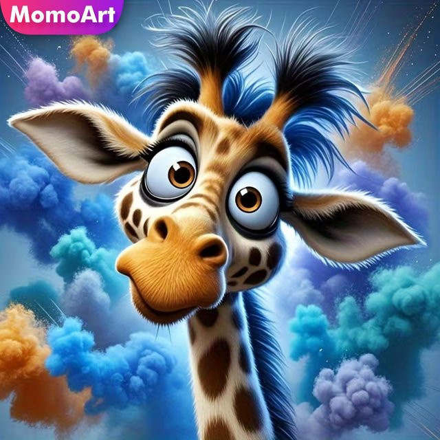 Momoart Diamantmalerei Giraffen-Tiermuster, Diamant-Mosaik, Bunt - Bild 1