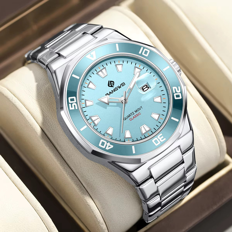 BANGWEI Armbanduhr, Quarz, Edelstahl, Blau, Herren - Bild 5