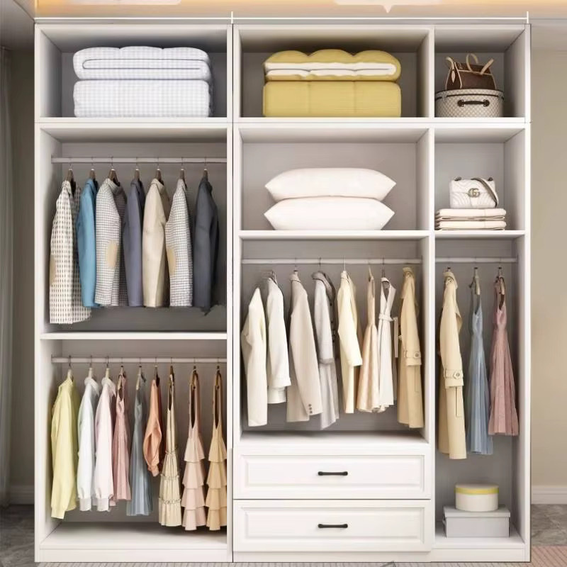 DUTRIEUX Kleiderschrank aus Holz in Weiß, moderner wandmontierter Aufbewahrungsschrank für das Schlafzimmer mit Kleiderstange und Scharniertüren - Bild 2