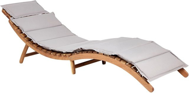 Beliani Gartenliege aus geöltem Akazienholz in Grau und Braun, B/T/H: 188 x 60 x 54 cm - Bild 1