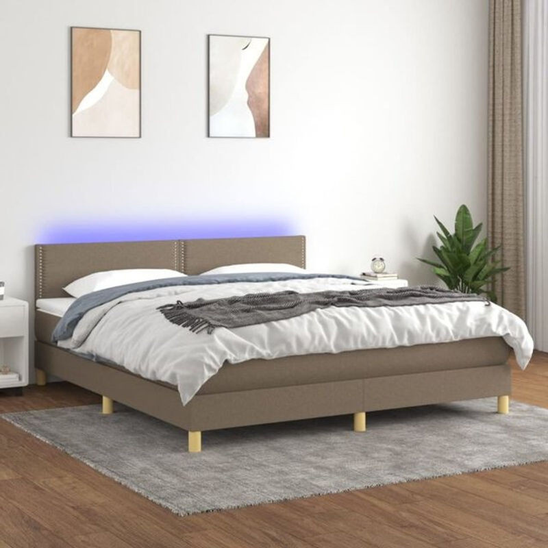 vidaxl Boxspringbett mit Matratze in Taupe meliert, Stoff und Holzwerkstoff, B/T/H: 180 x 200 x 78 cm - Bild 1
