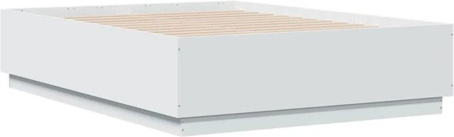 vidaXL Bettgestell aus Holzwerkstoff mit LED-Unterbettbeleuchtung und USB-Ladeport in Weiß, B/T: 138 x 190 cm - Bild 1